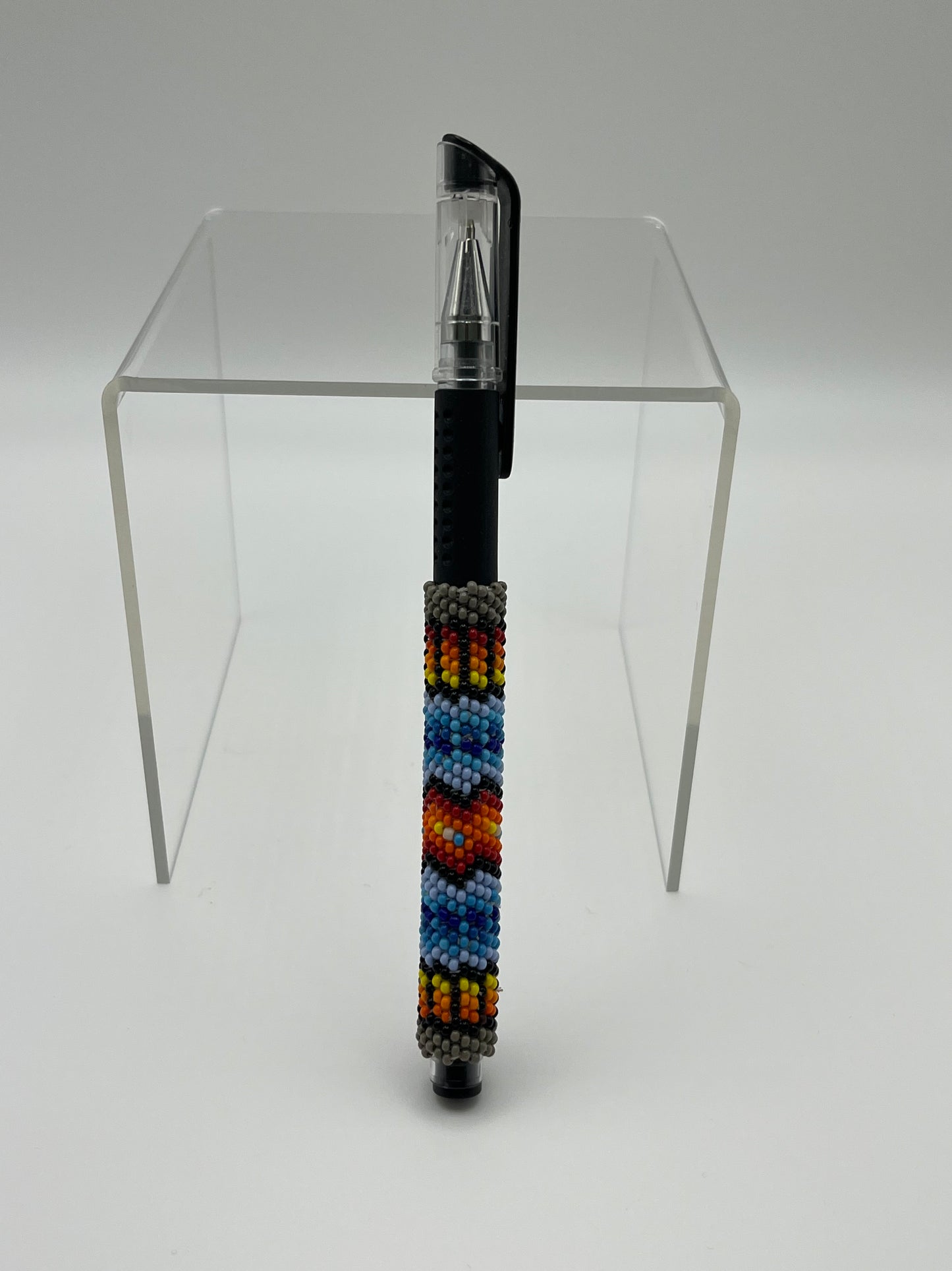 Beaded Pen Blue and Grey
