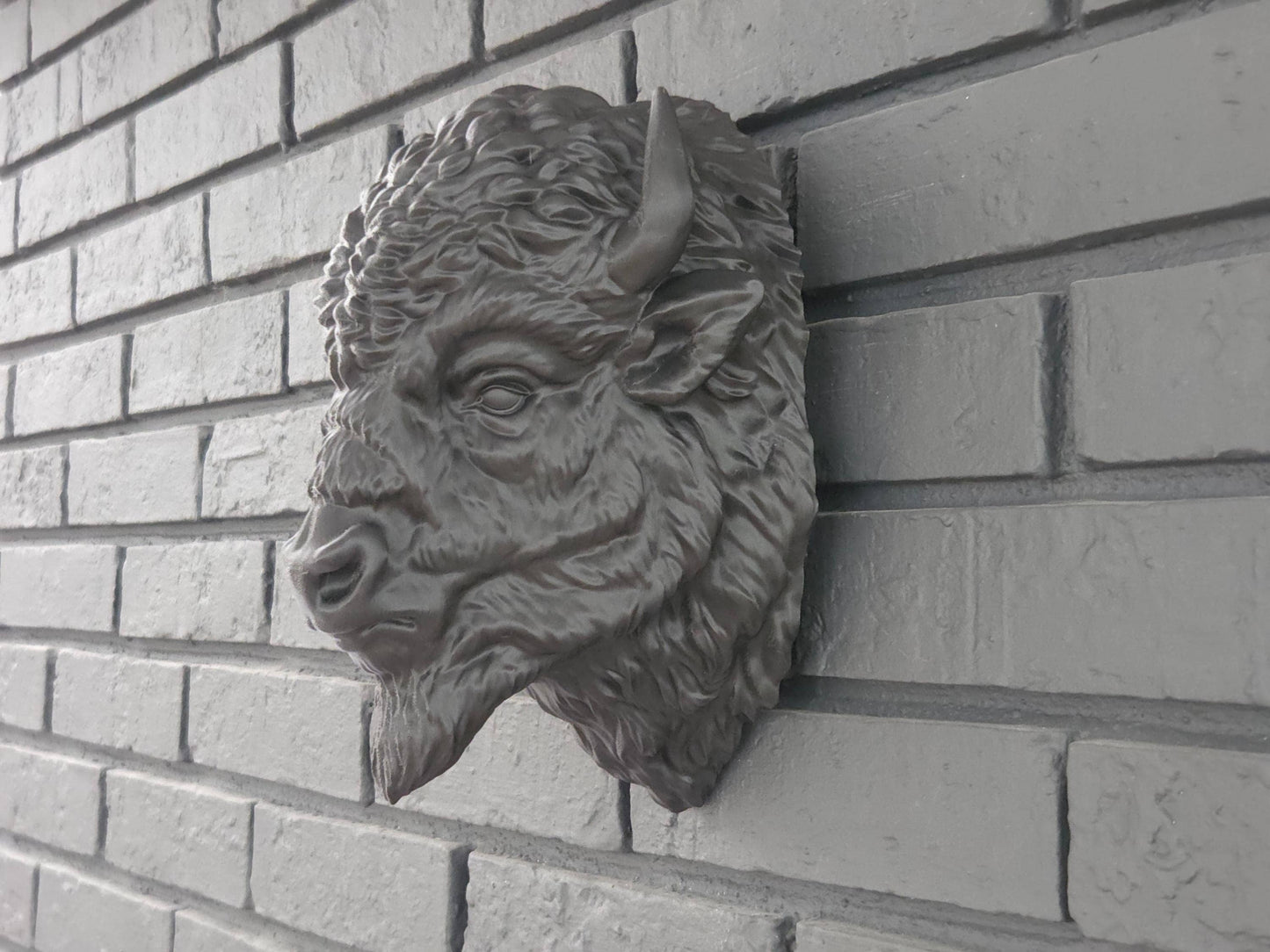 Wall Mounted Bison Head: Black