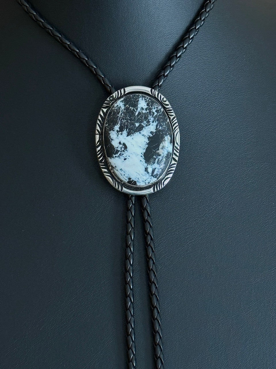 White Buffalo/Sterling Silver Bolo Tie