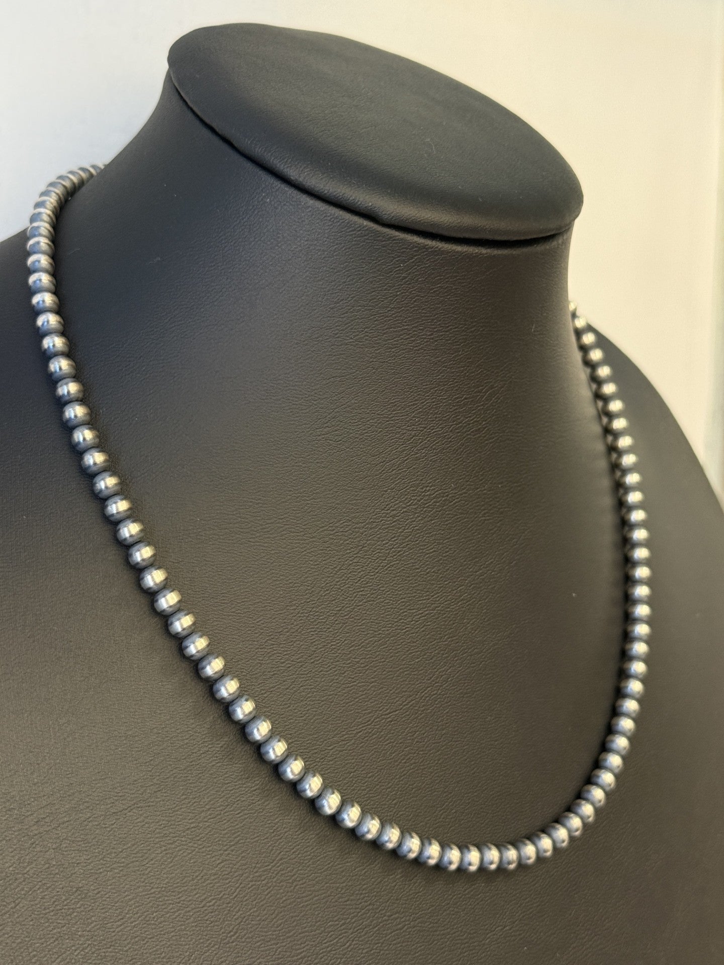 Navajo Pearl Sterling Silver Beaded Necklace - 5mm 20"