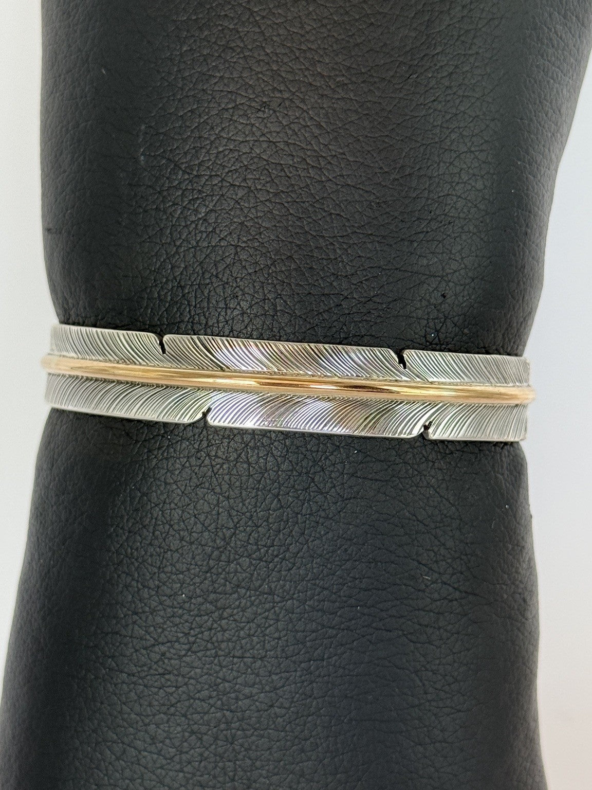Sterling Silver & Gold-filled Feather Cuff Bracelet
