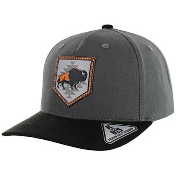 Native Buffalo Cap – Cotton Hat with Suede Visor, One Size: Charcoal/Black