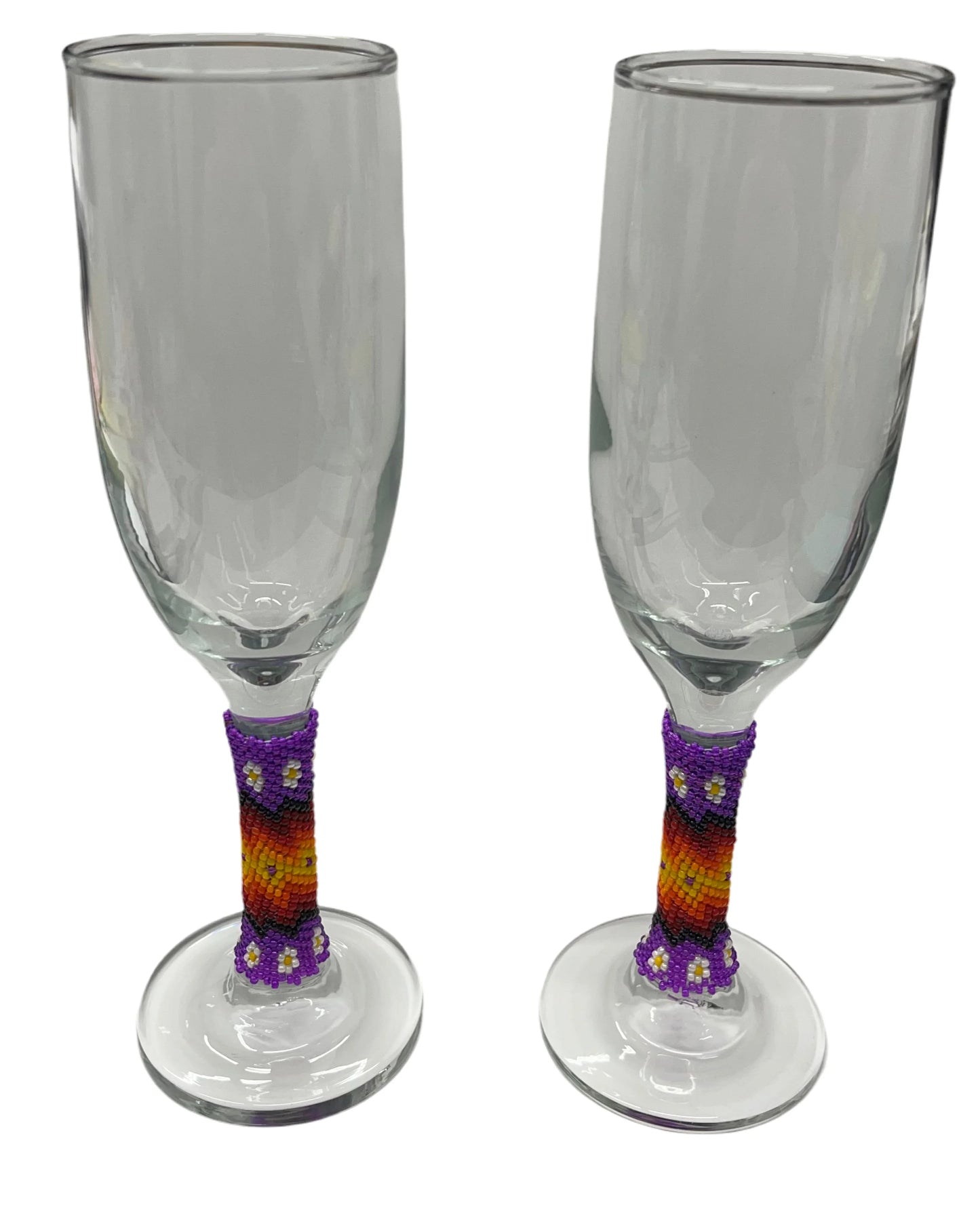 Beaded Champagne Flutes; Purple (set 2)