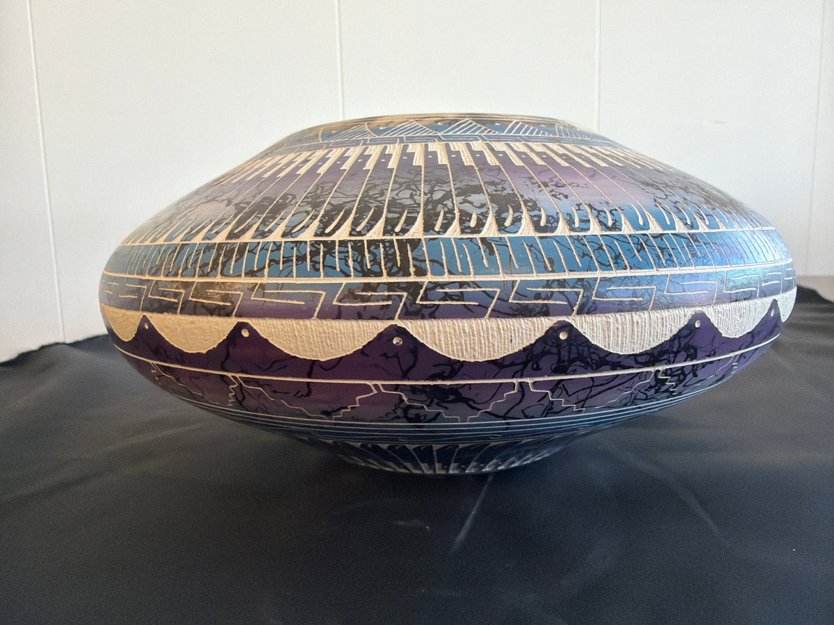 Horsehair Pottery- Myron Charlie (Blues/Purples) (Navajo)