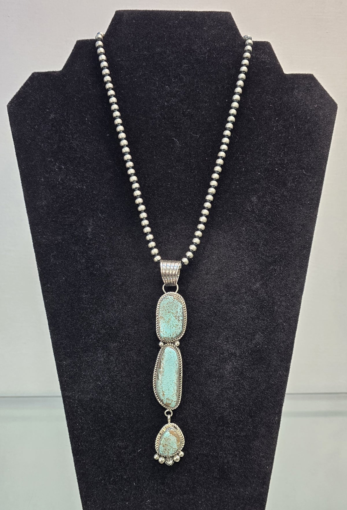 #8 3 Stone Necklace w/Navajo Pearls