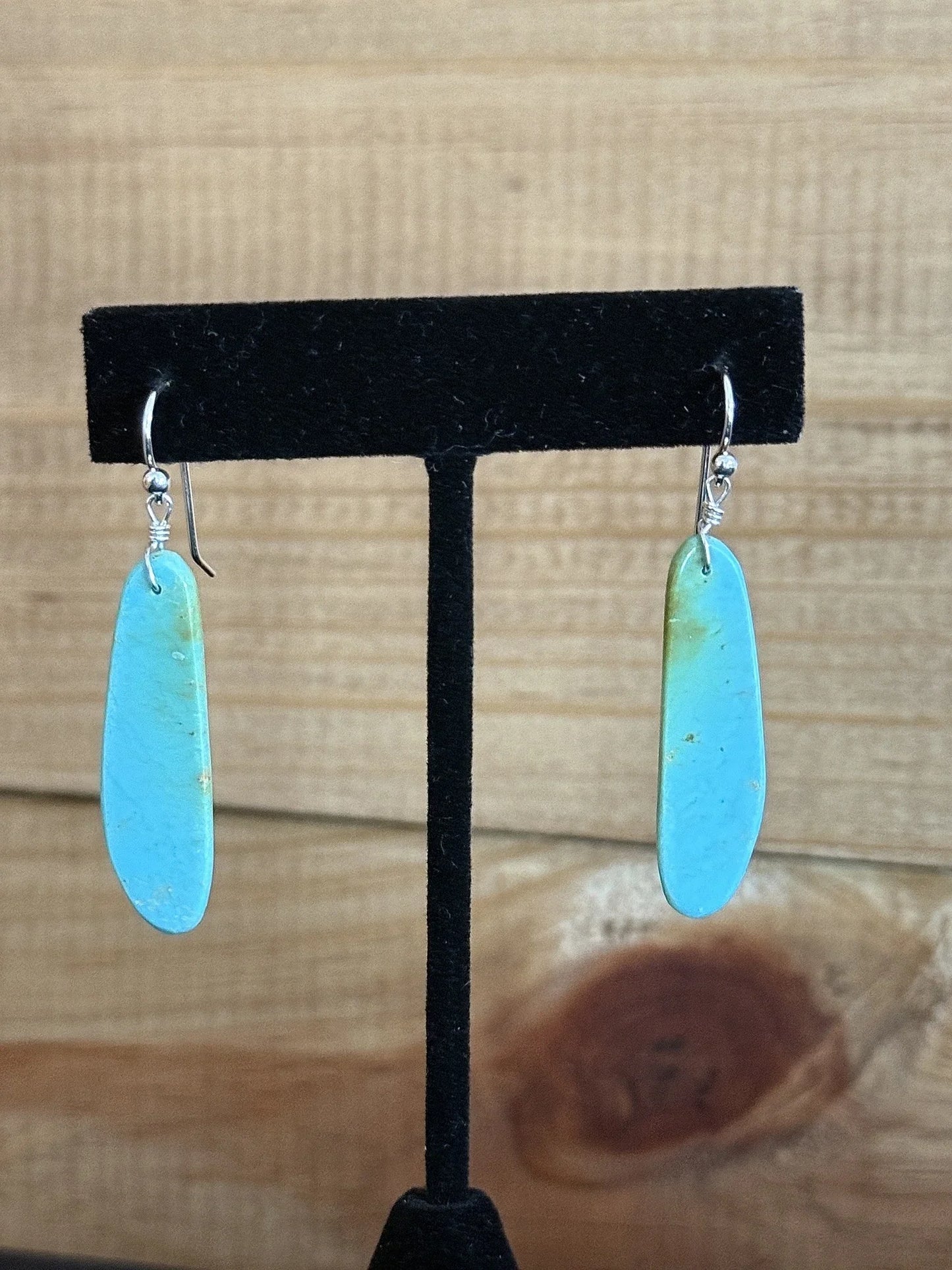 Turquoise & Sterling Silver Slab Dangle Earrings