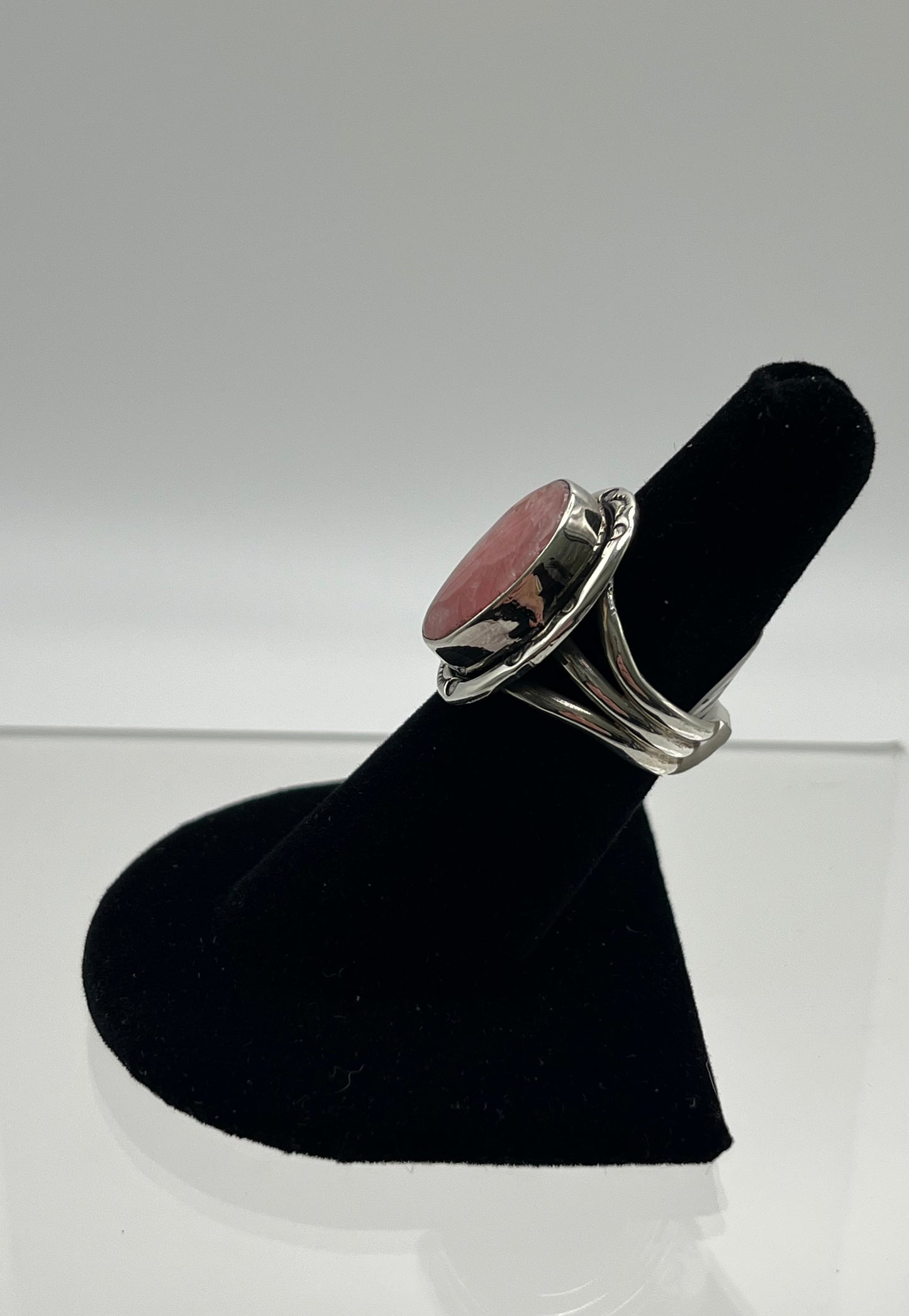 Rhodochrosite and Sterling Silver Ring Size 6.5