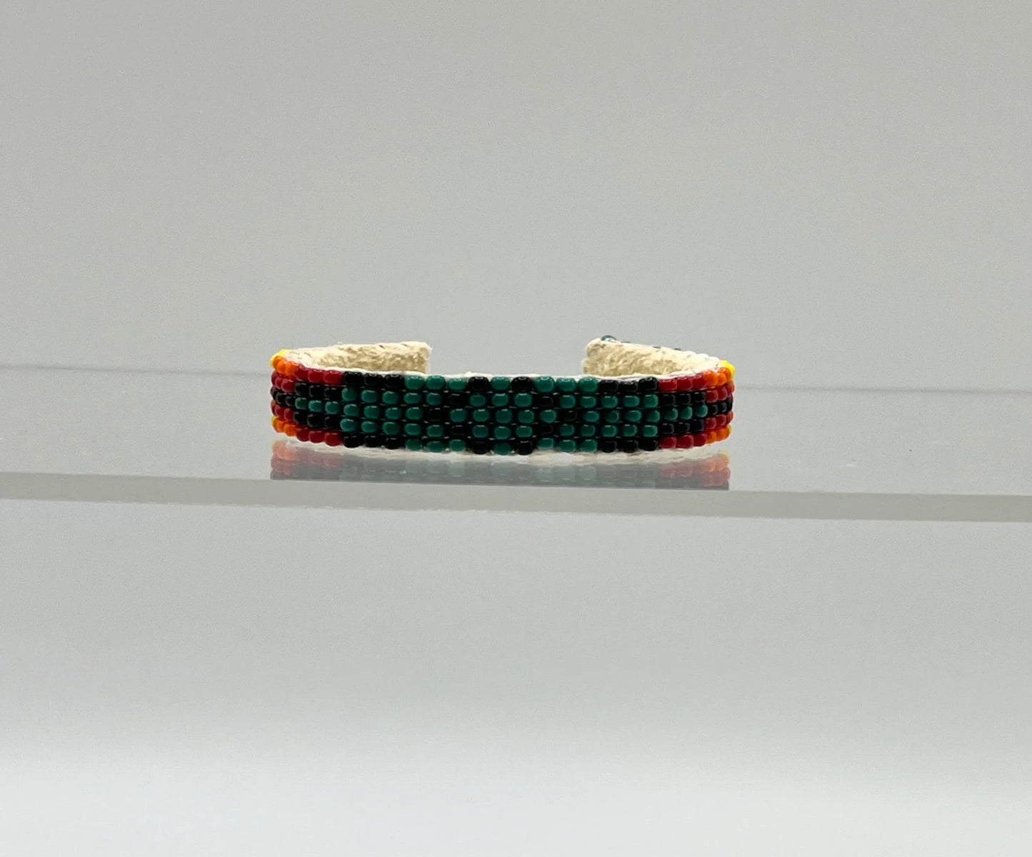 Beaded Baby Bracelet; Dark Green and Black