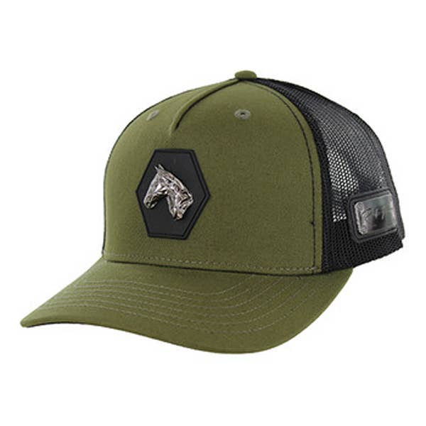 HORSE TRUCKER CAP – COTTON/POLY BLEND | DOUBLE SNAPBACK: Brown/Black