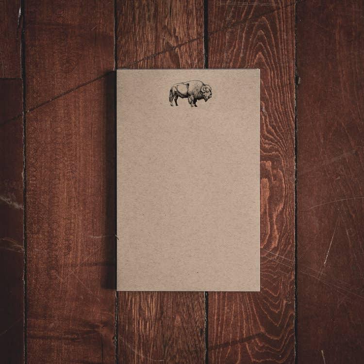 Buffalo sketch notebook on rustic wood, ideal for Native art and craft journaling