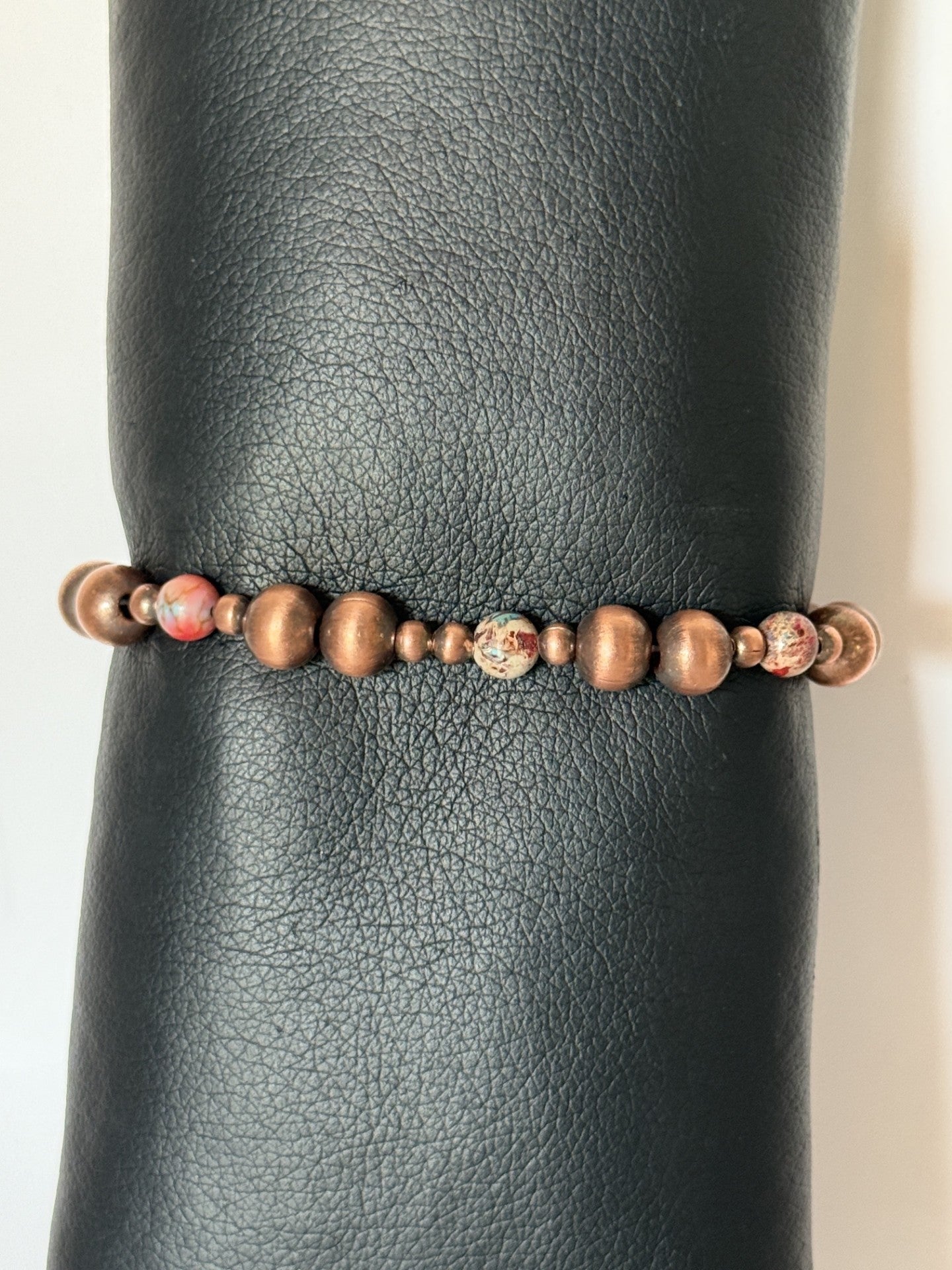 Sediment Jasper & Copper Beaded Stretchy Bracelet