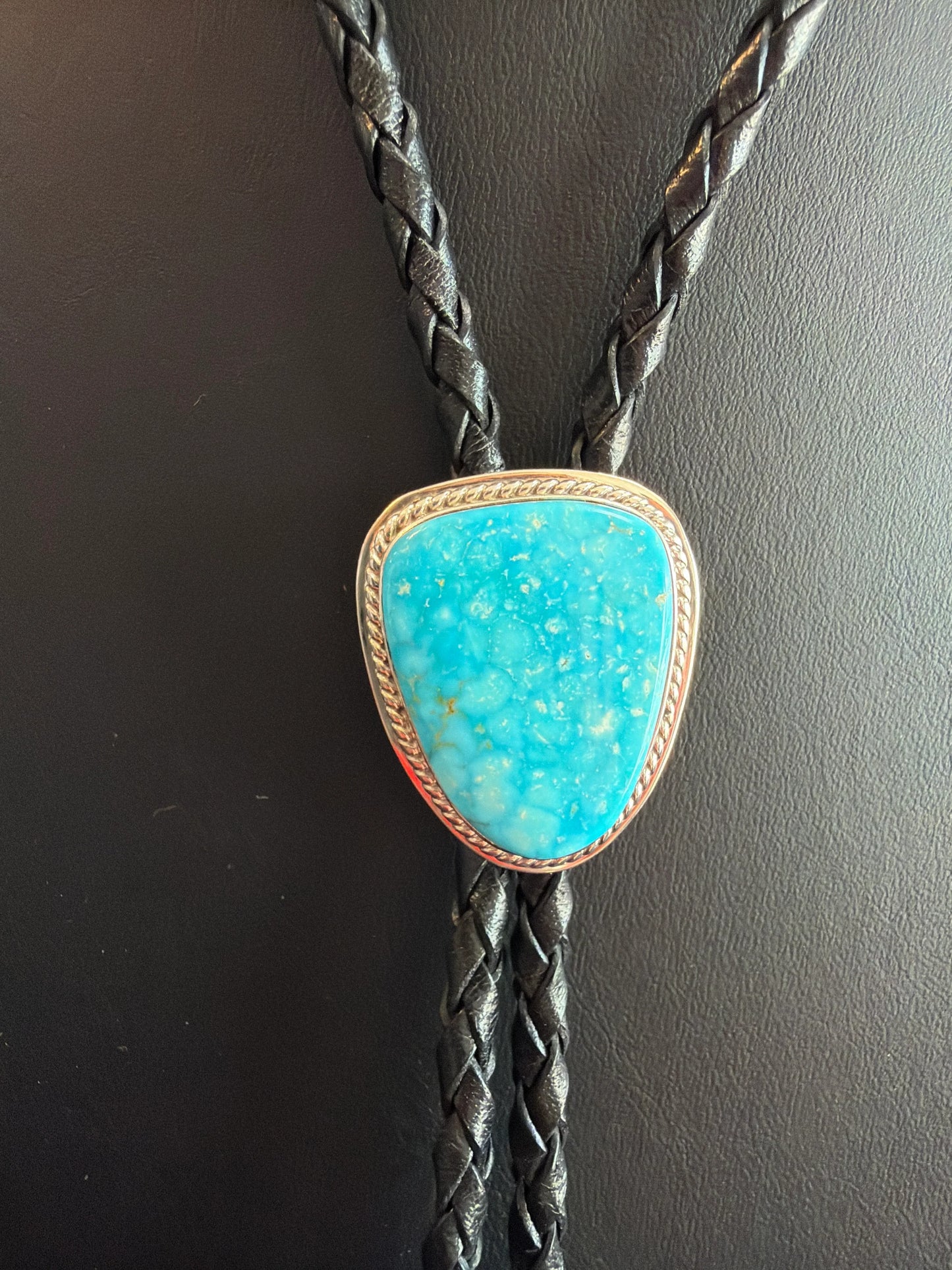 Kingman Turquoise/Sterling Silver Bolo Tie