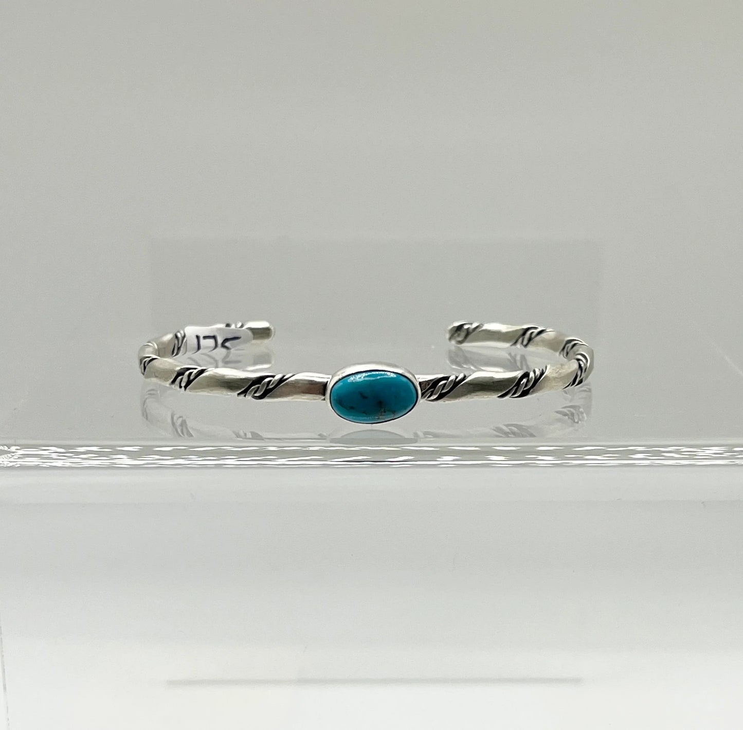 Turquoise and Sterling Silver Rope Cuff Bracelet