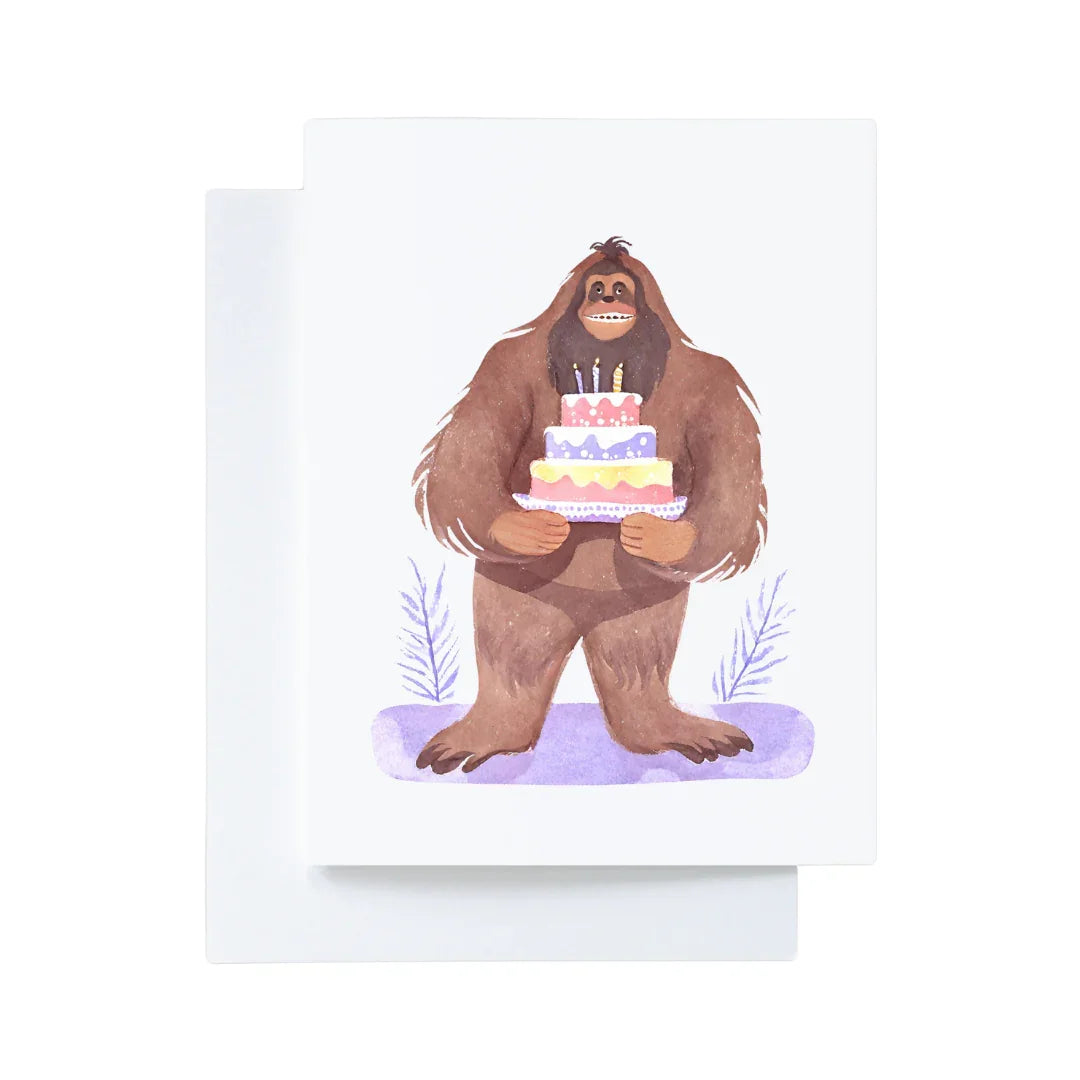 Bigfoot birthday cake card : Brown Kraft Paper