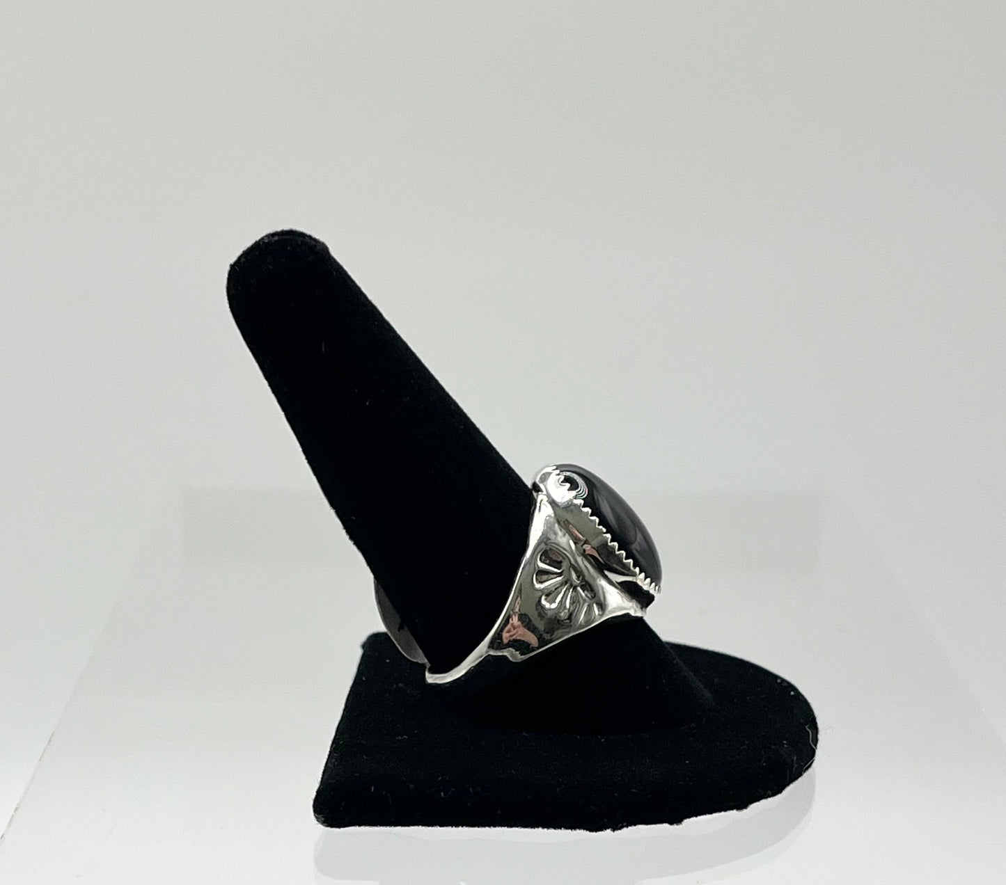 Men’s Onyx and Sterling Silver Ring; Size 11