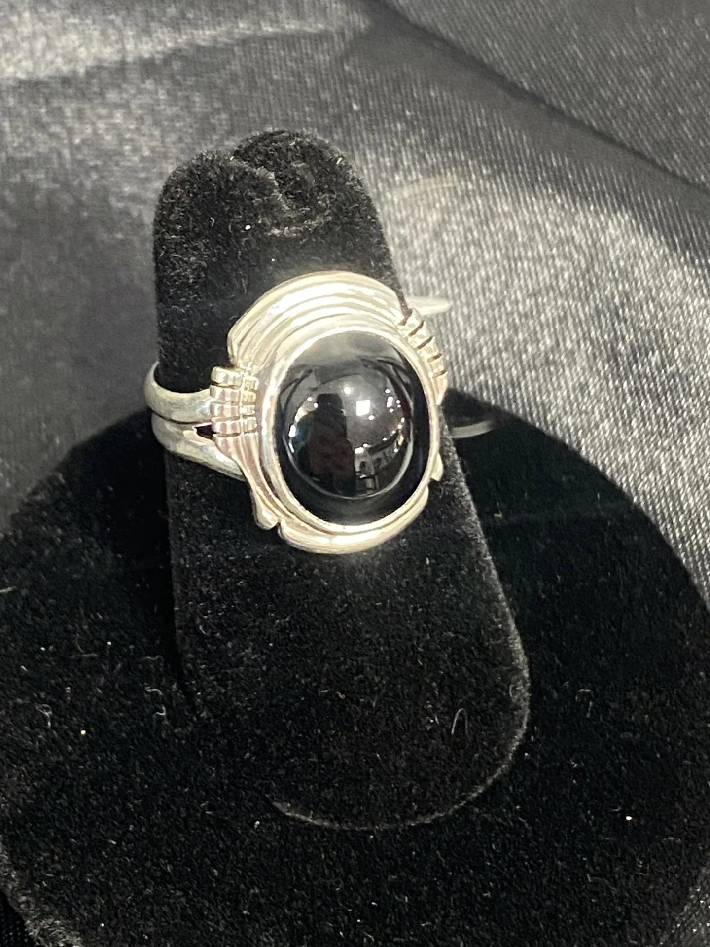 Onyx & Sterling Silver Ladies Ring