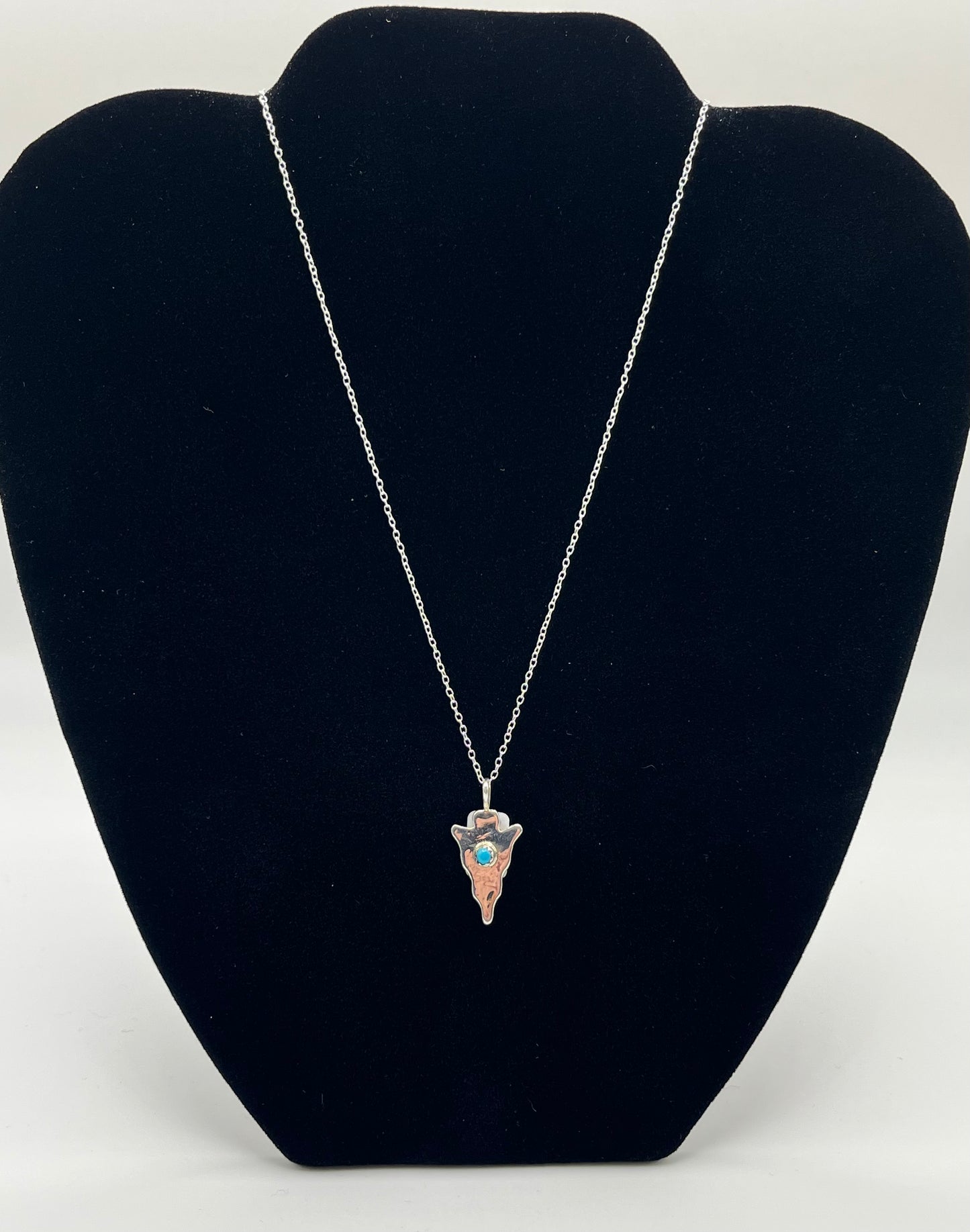Small Turquoise and Sterling Silver Arrowhead Pendant with Chain