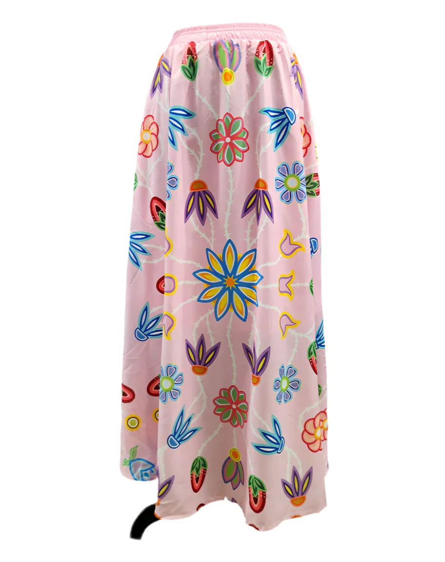 Pink Floral Skirt; Lined with Pockets