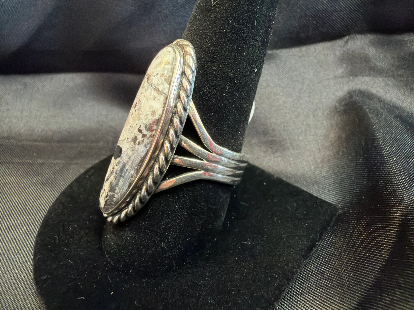 White Buffalo/Sterling Silver Ring (Size 10 1/4)