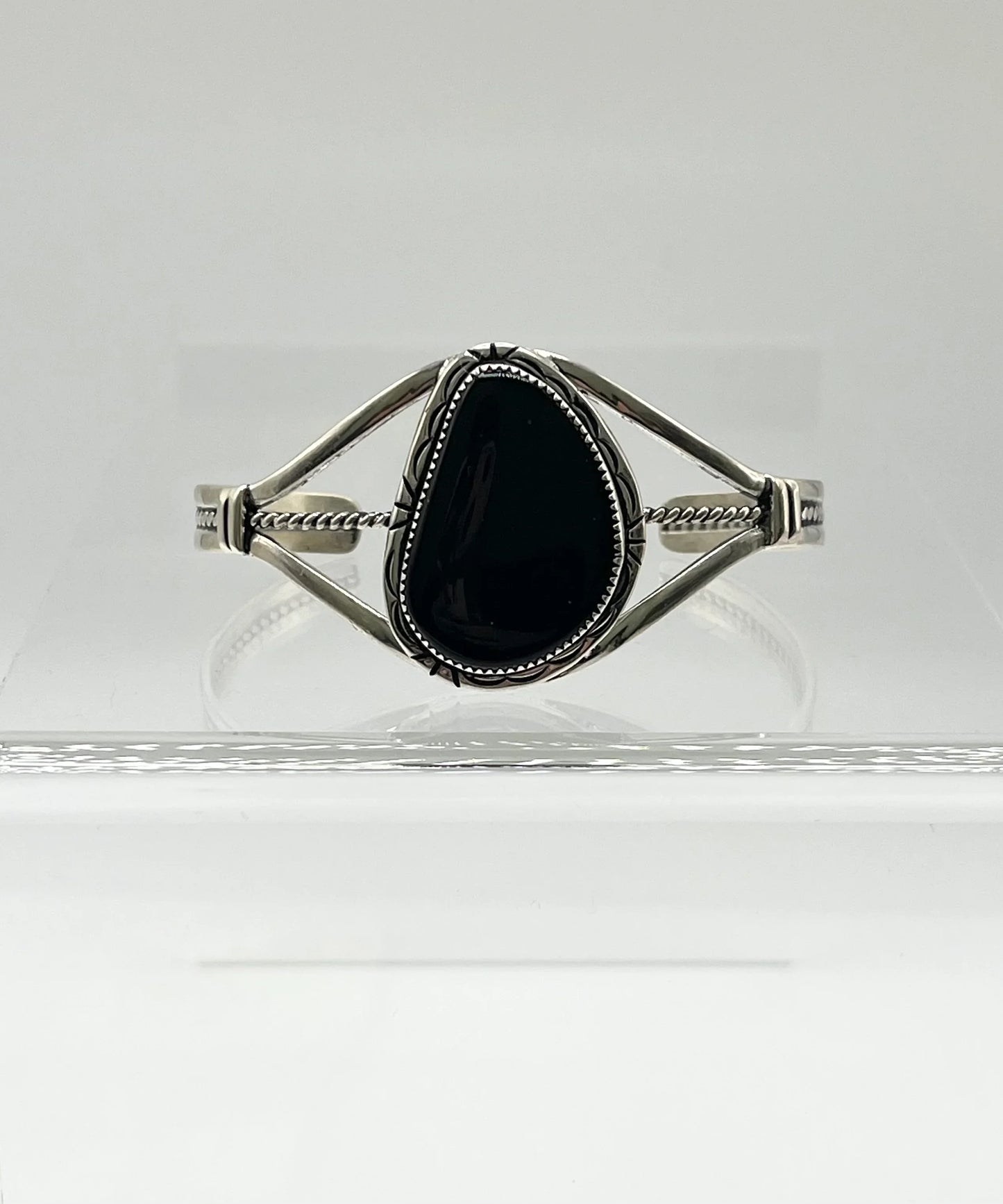 Large Onyx and Sterling Silver Cuff Bracelet