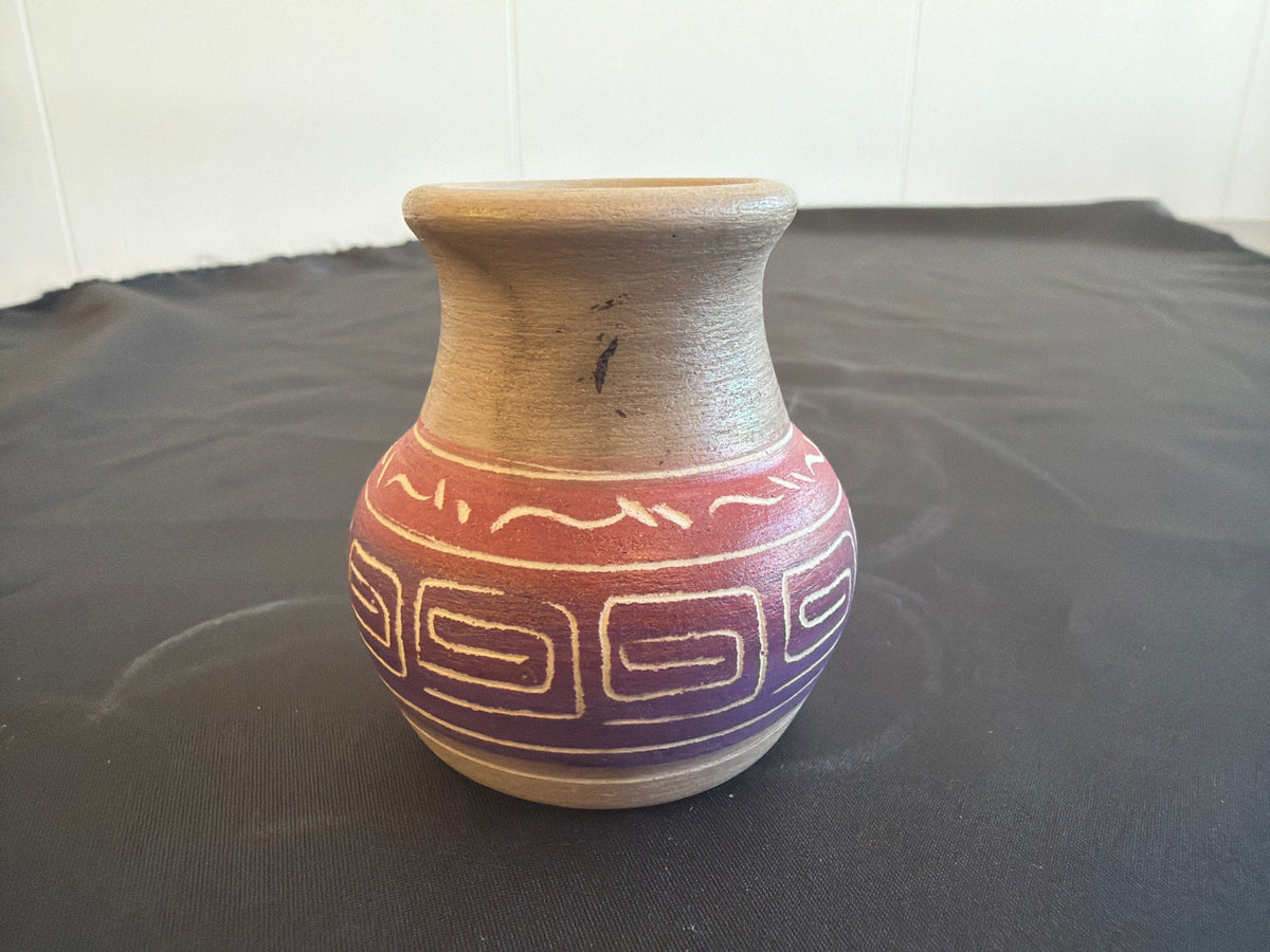 Horsehair Pottery - Small (maroon/purple)