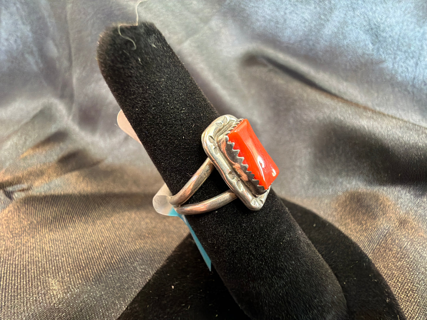 Coral/Sterling Silver Ring (Size 6 3/4)