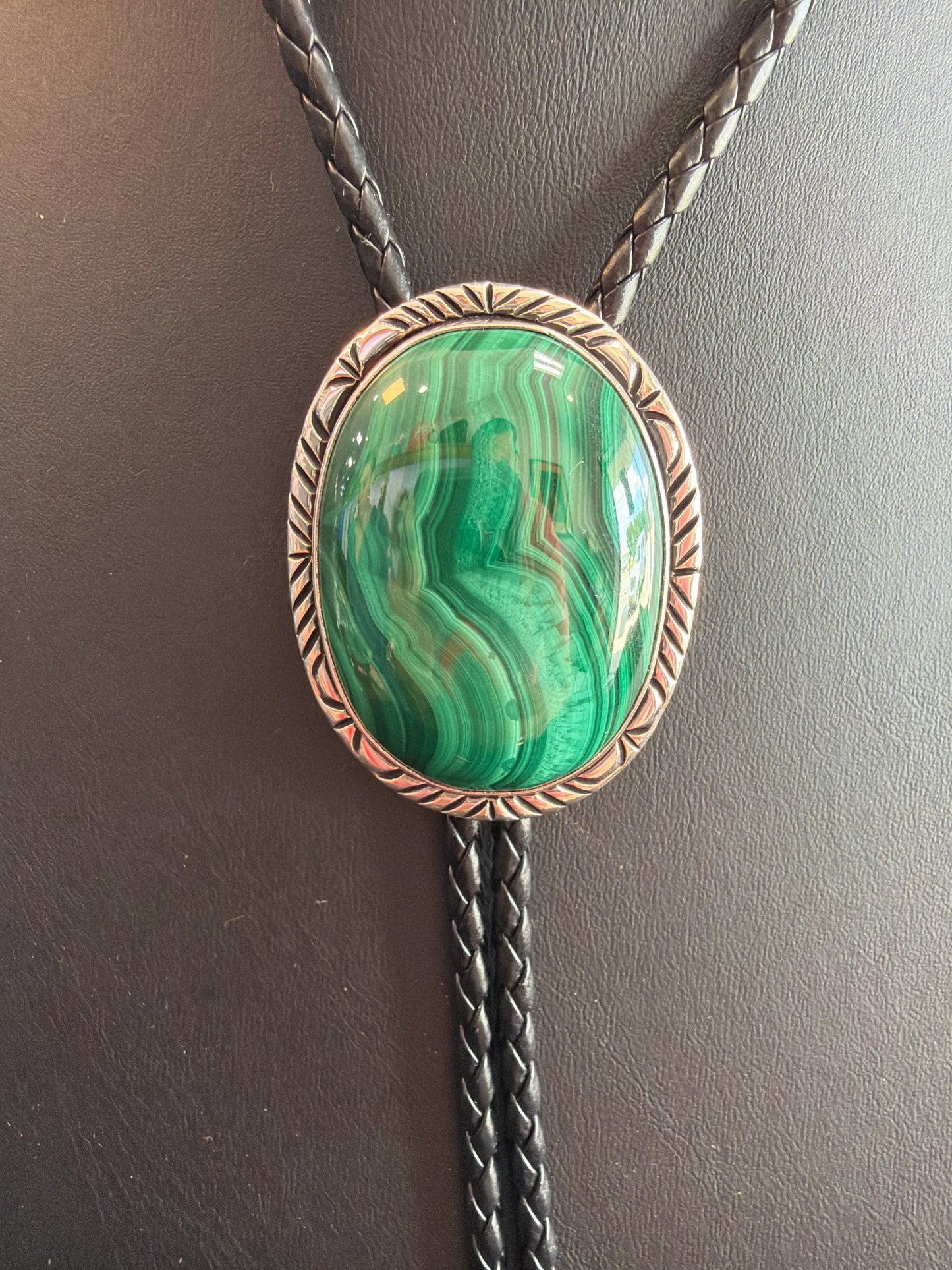 Malachite/Sterling Silver Bolo Tie