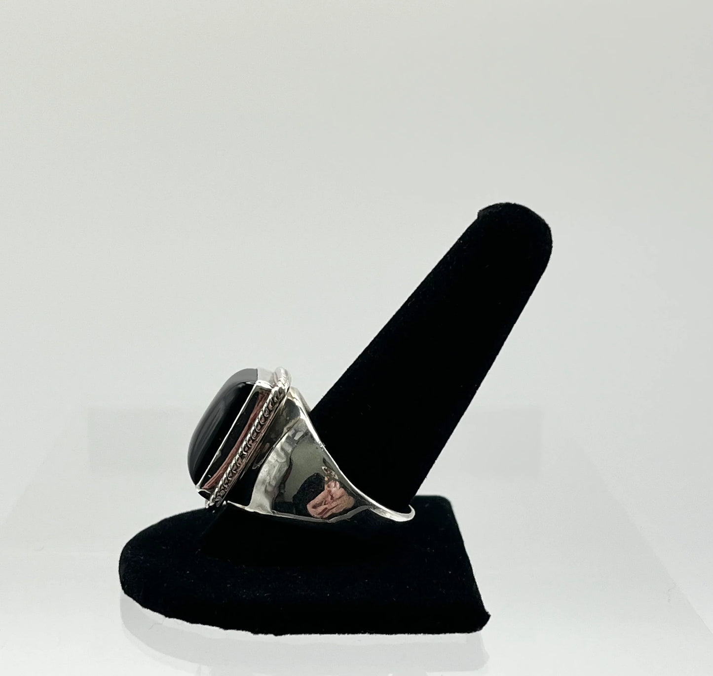 Men’s Onyx and Sterling Silver Ring; Size 13