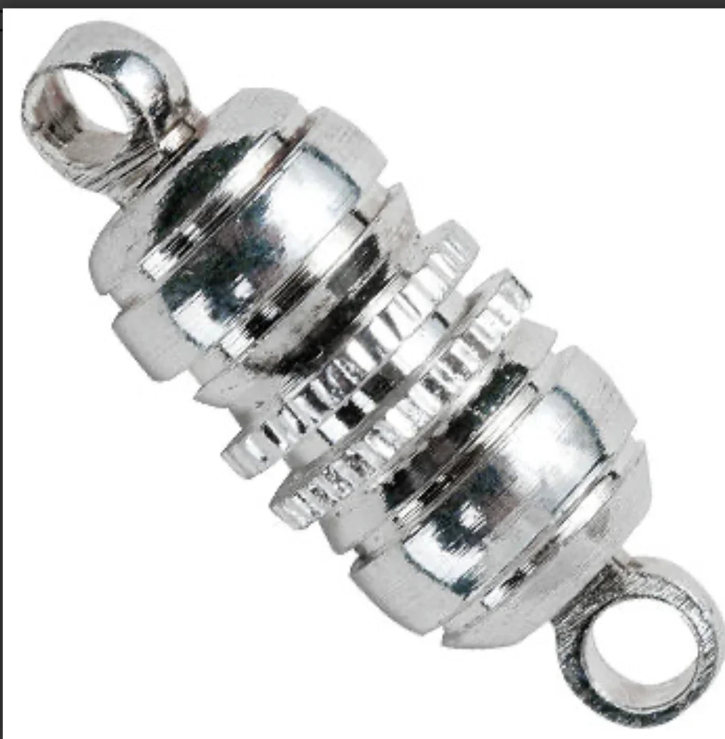 Silver-toned Native American craft bead with textured layers and loop ends for jewelry making