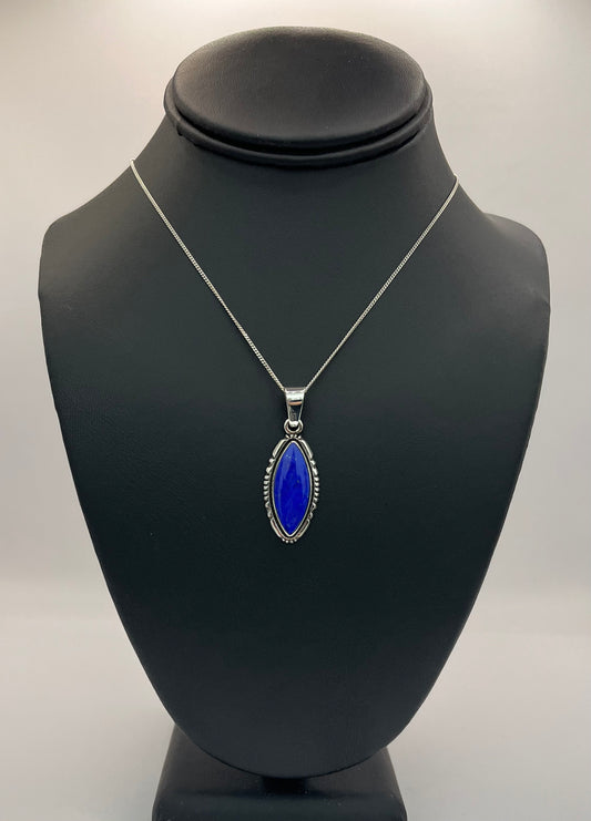 Lapis Lazuli and Sterling Silver Pendant with Chain
