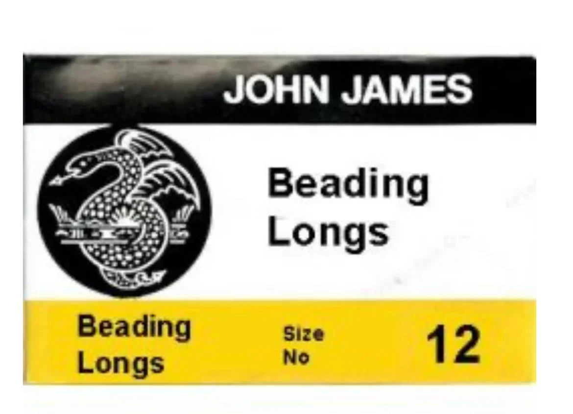 John James Beading Longs Size 12 for Native American craft and beadwork projects