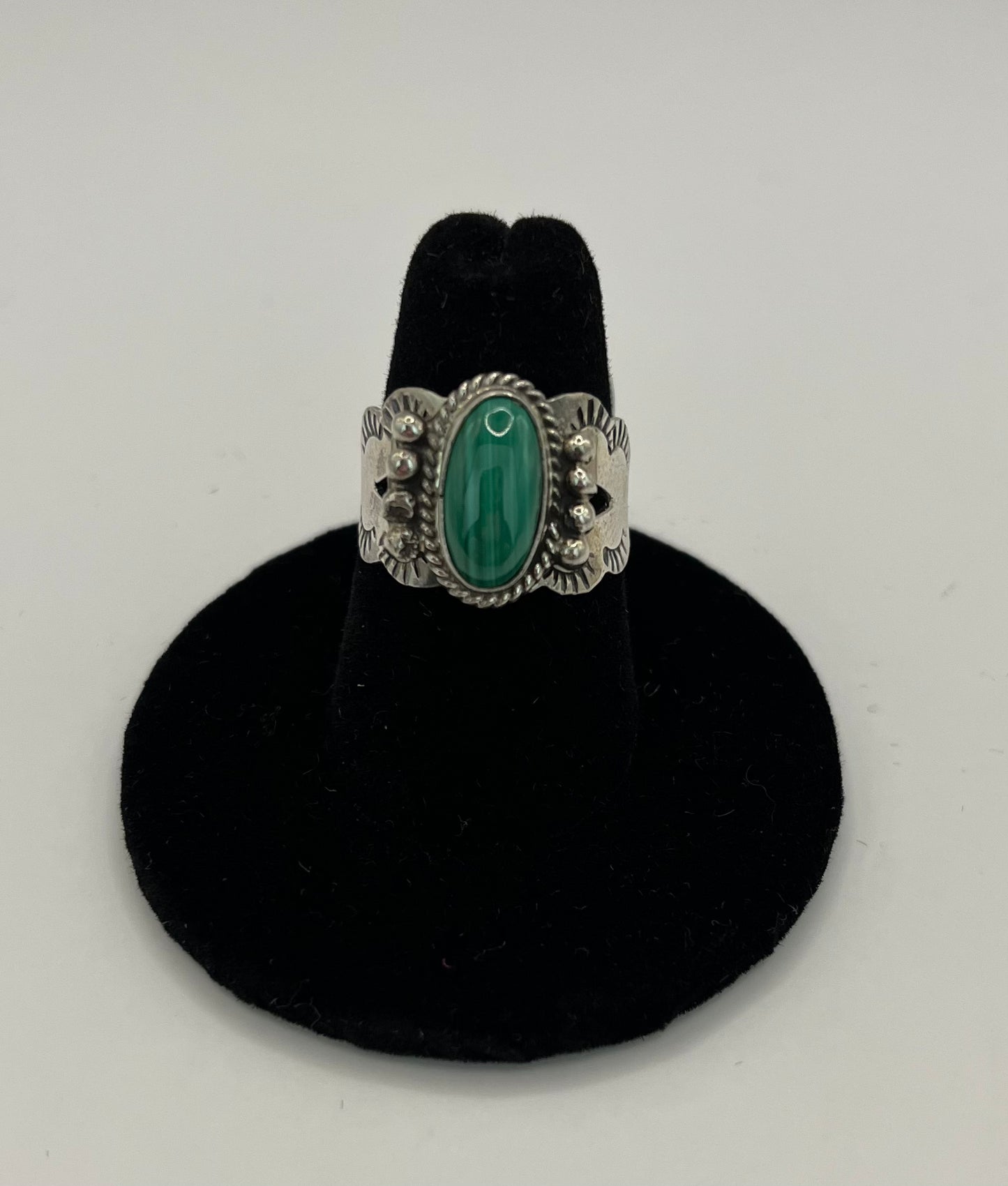 Malachite and Sterling Silver Ring Size 7