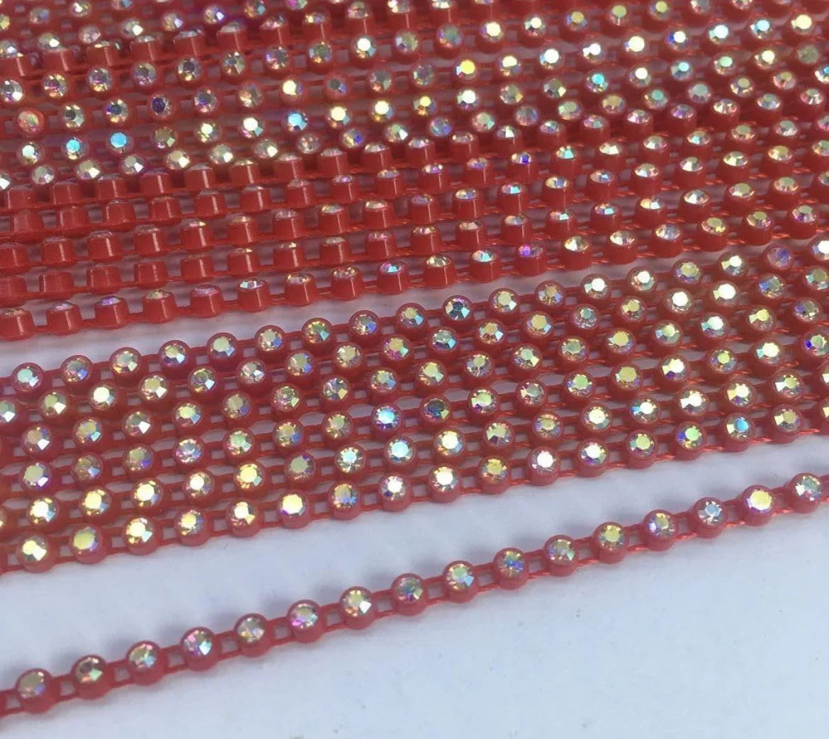 Rhinestone Banding; SS6 AB Red (per yard)