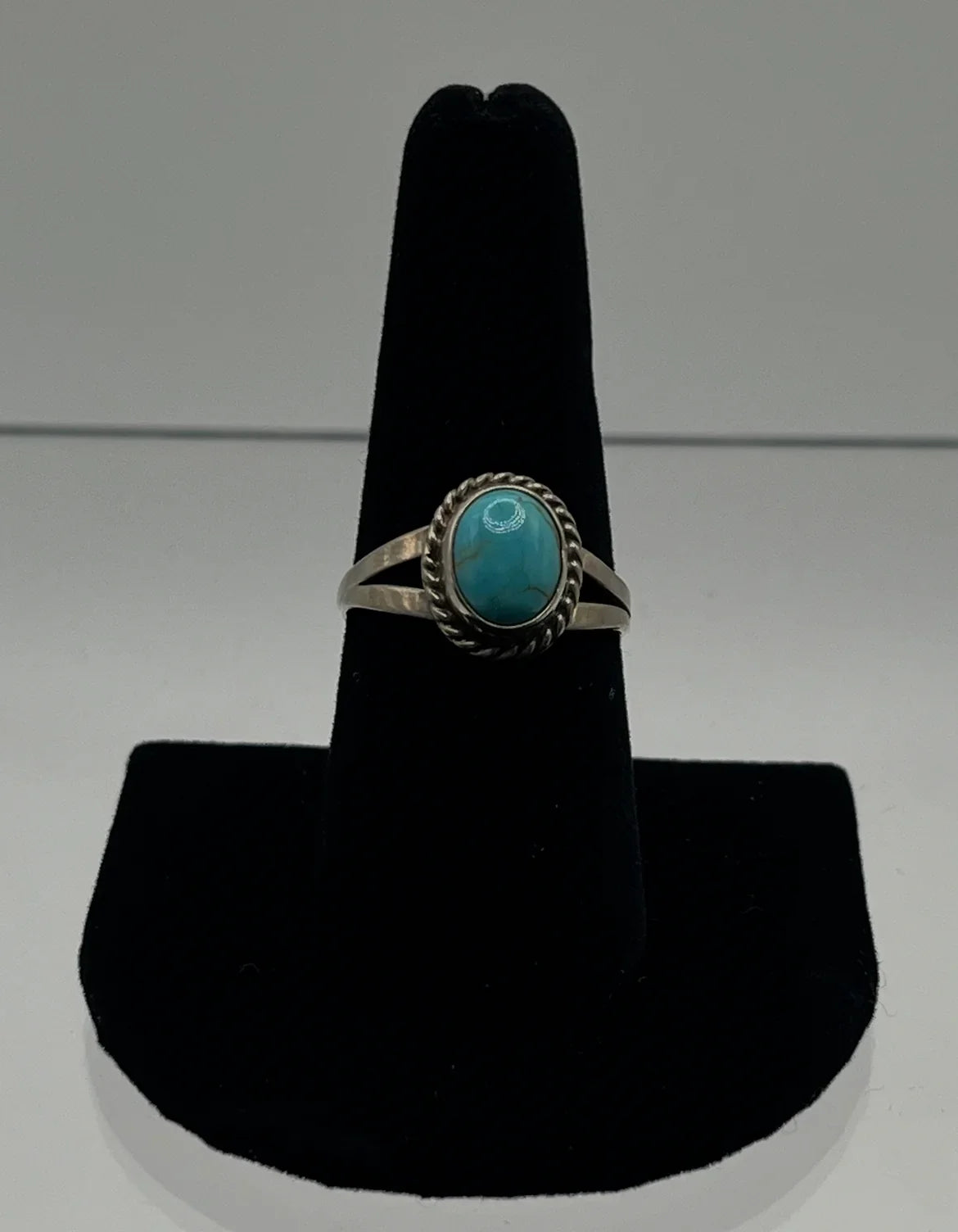 Small Turquoise and Sterling Silver Ring; Size 9