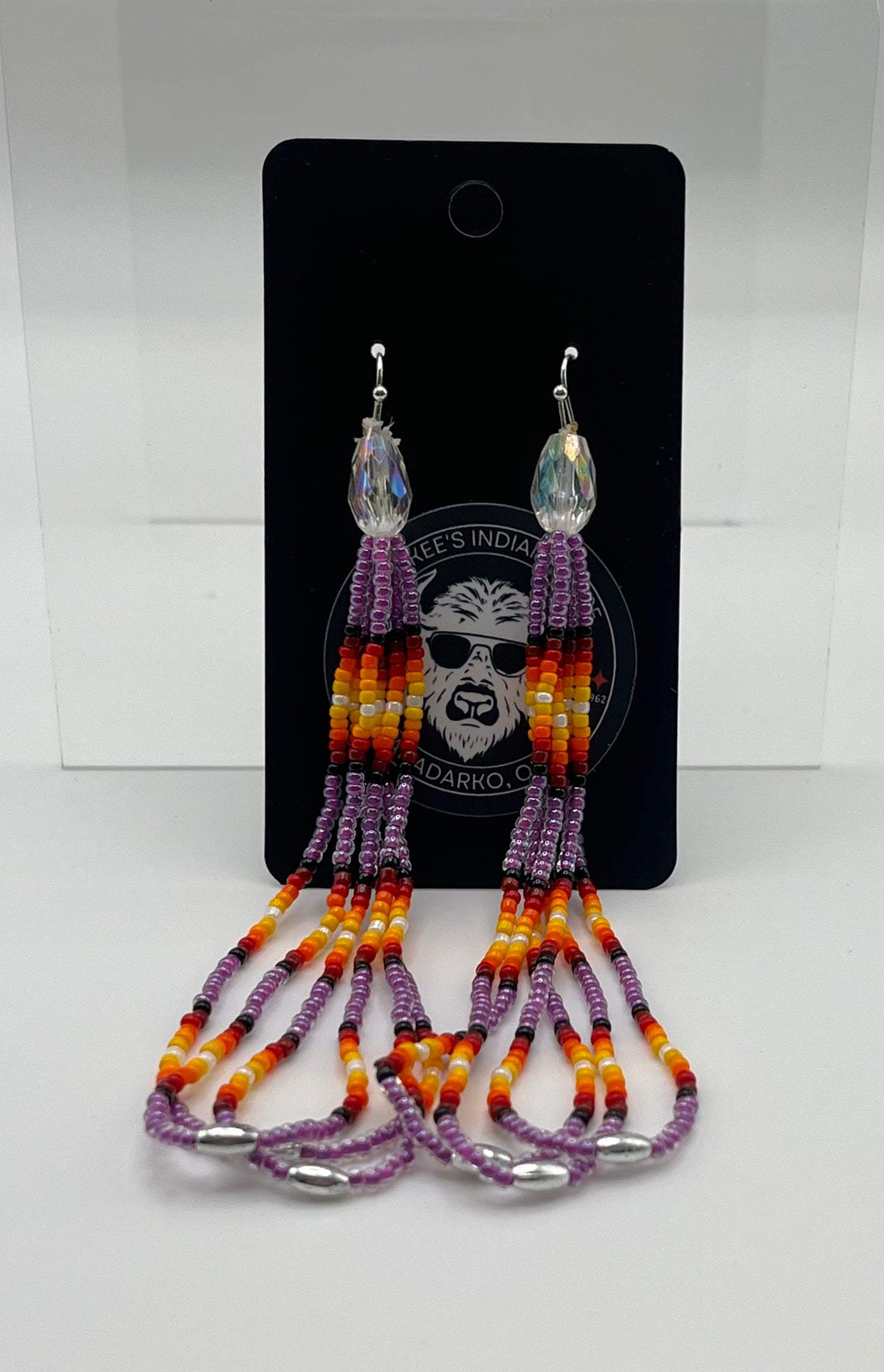 Long Beaded Earrings; Light Purple