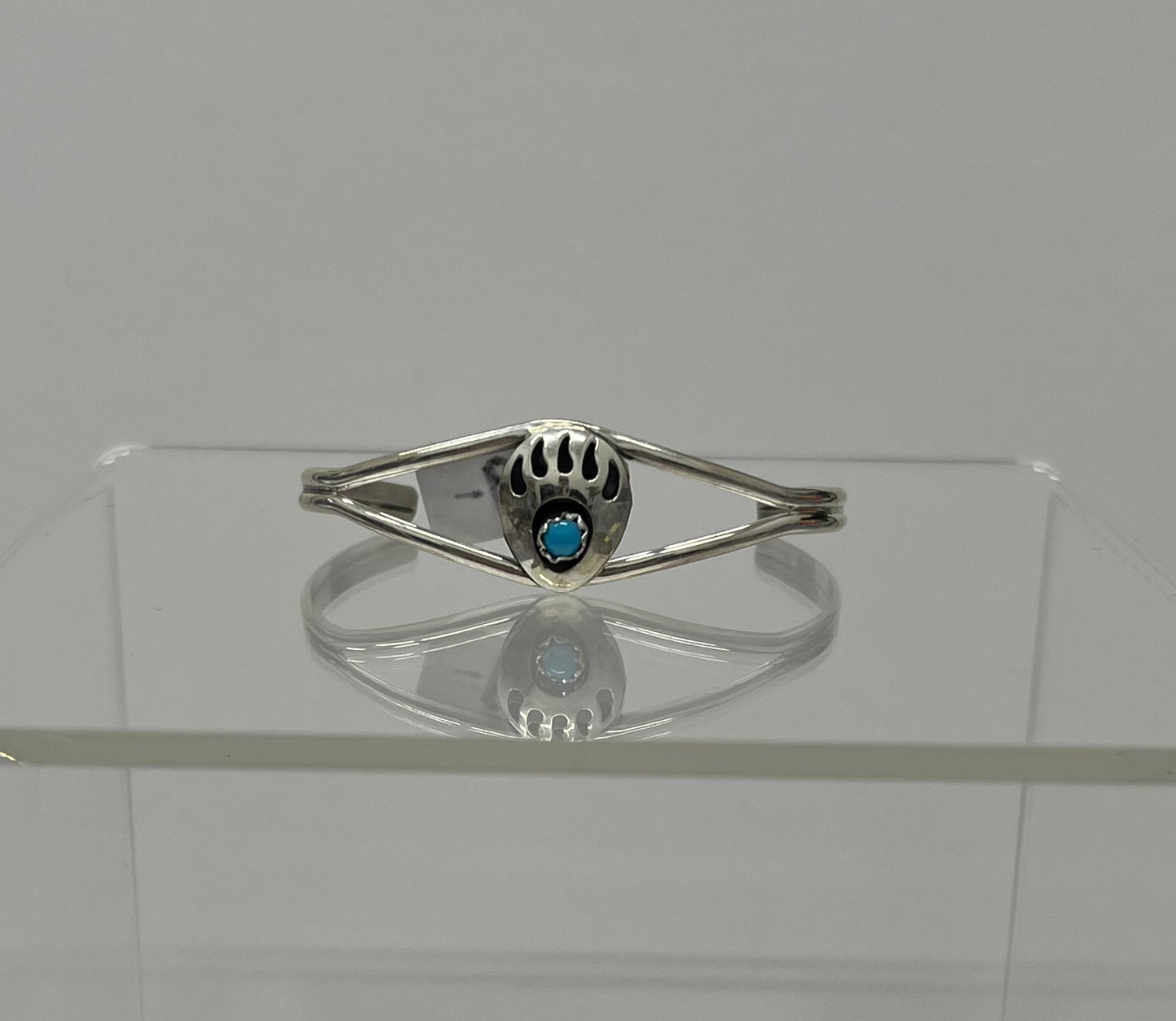 Baby Bracelet; Turquoise and Sterling Silver Bear Claw