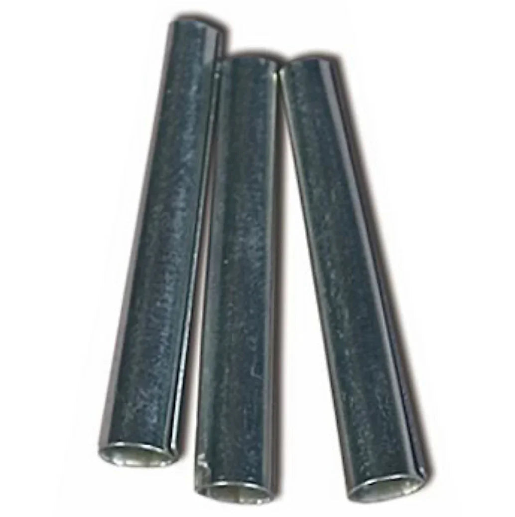 Three dark metal tubes for Native American craft and beadwork supplies