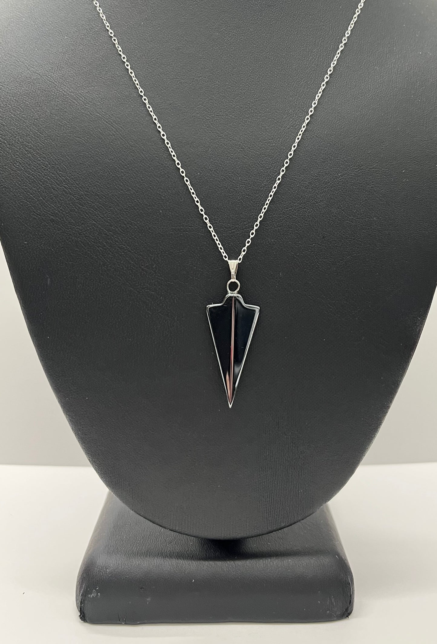Hematite Arrowhead Pendant with Sterling Silver Chain
