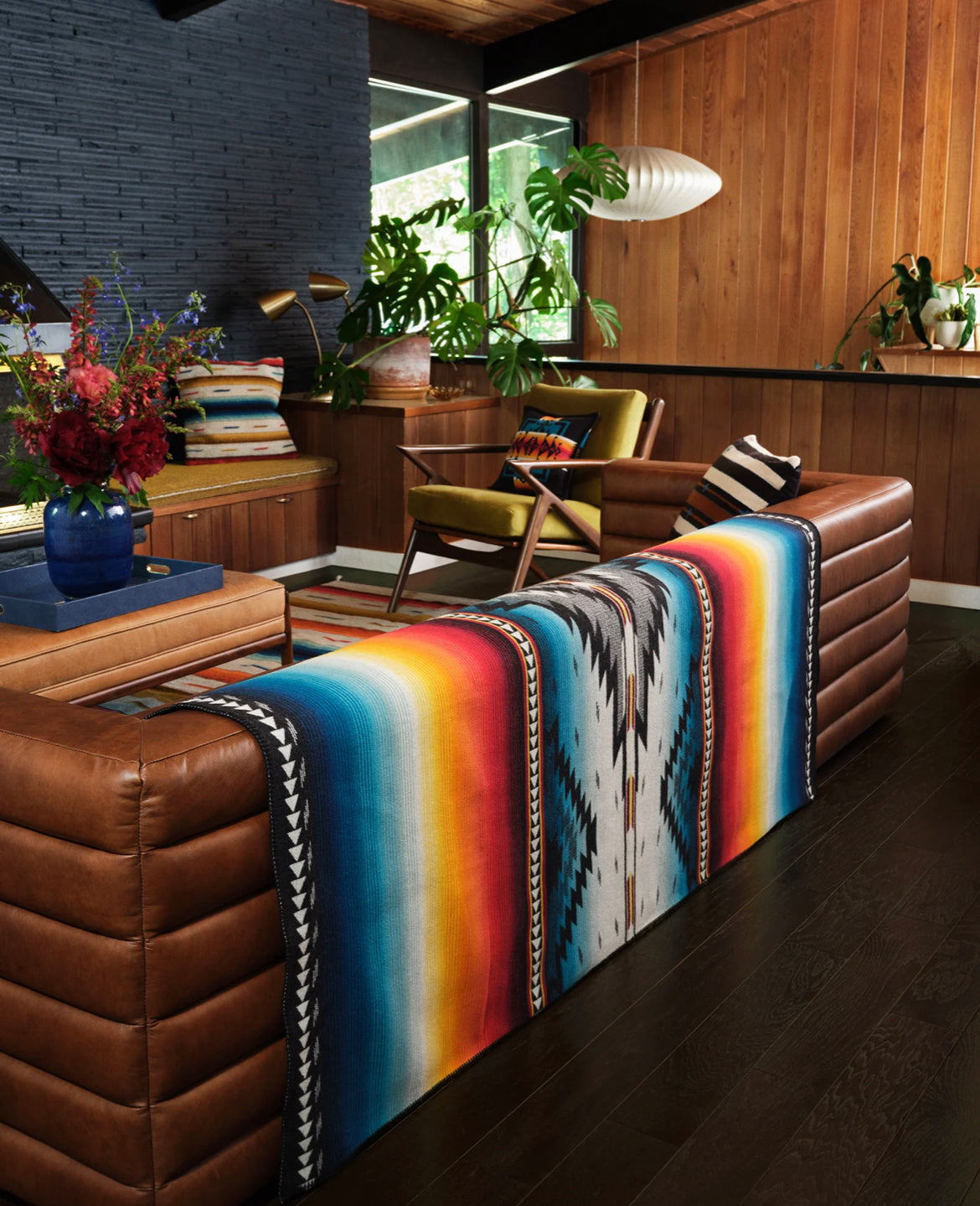 Pendleton Jacquard Unnapped Robe Blanket; Saltillo Sunset