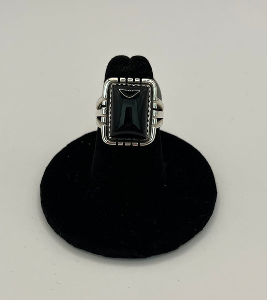Onyx and Sterling Silver Ring Size 7.25