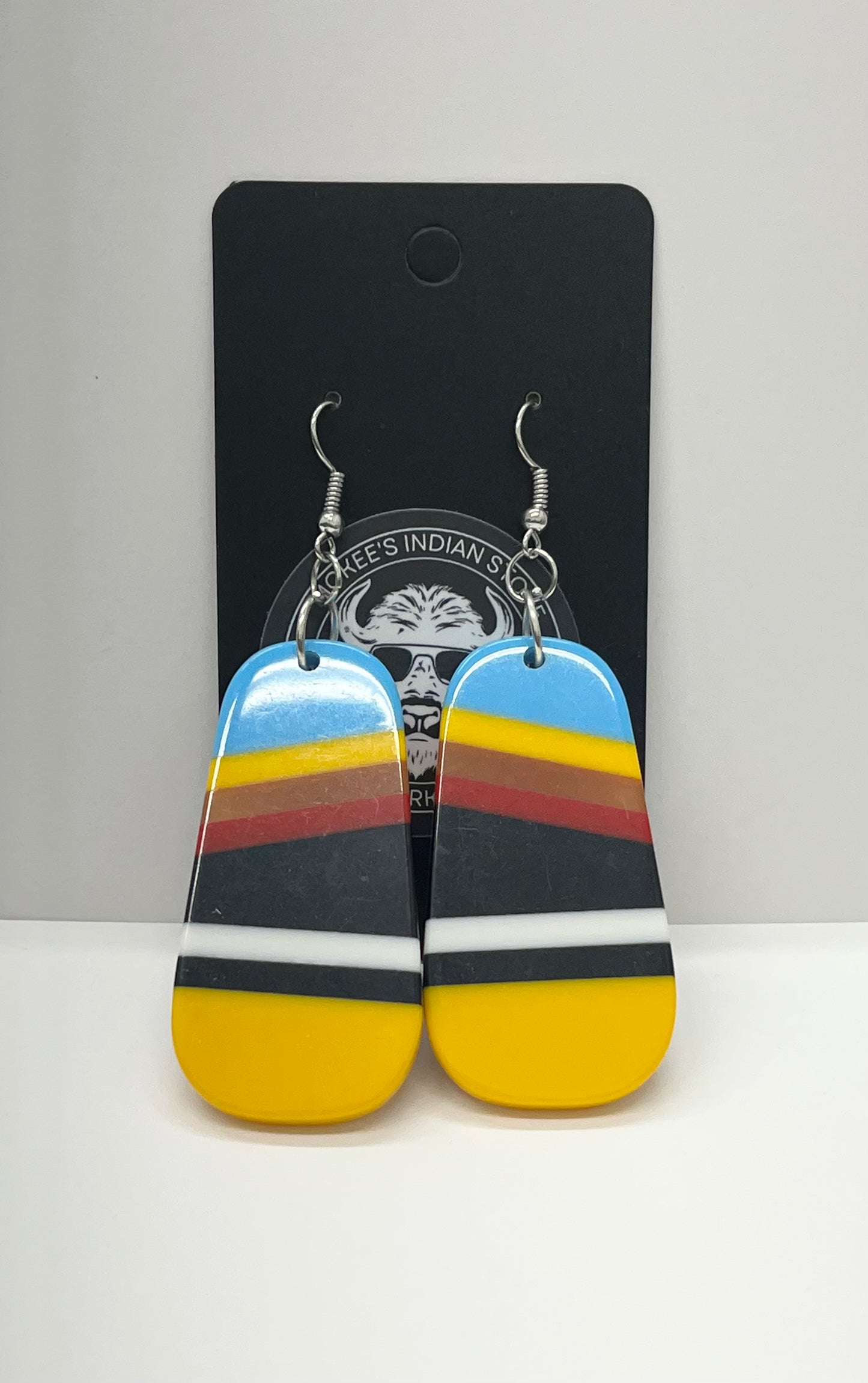 Oval Inlay Earrings; Striped