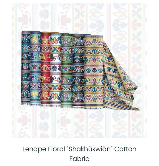Lenape Floral “Shakùkwiàn” Cotton Fabric Blue