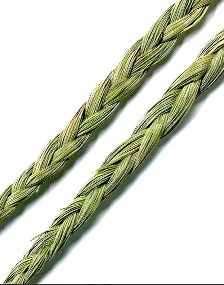 Braided green grass strands for Native American crafts and traditional weaving projects