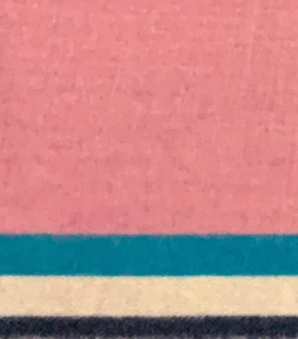 Pink, teal, cream, and black striped fabric for Native American crafts and traditional clothing