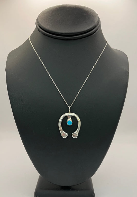 Small Sterling Silver Naja with Turquoise on Chain