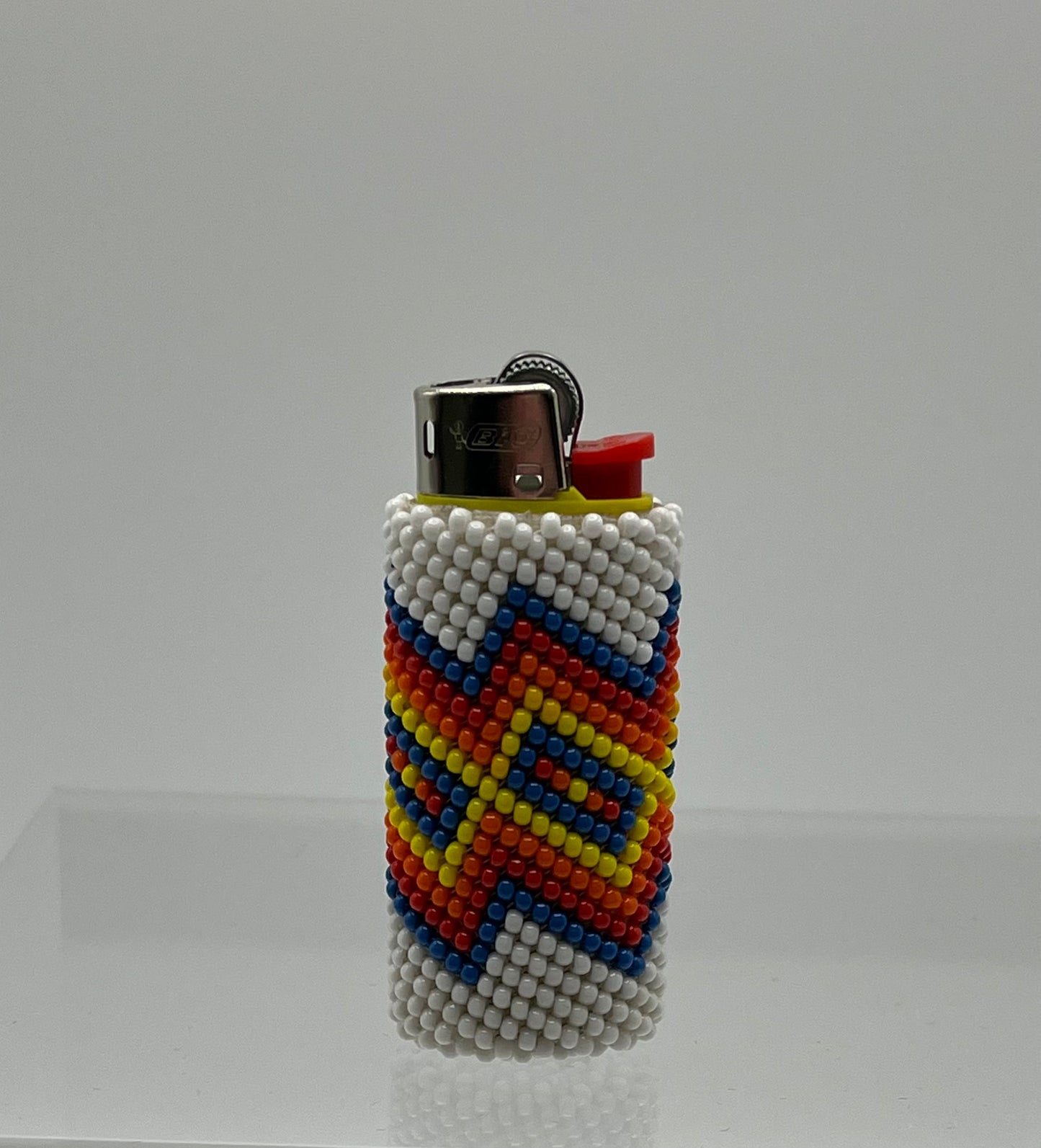 Small Beaded Lighter White with Light Blue Detail
