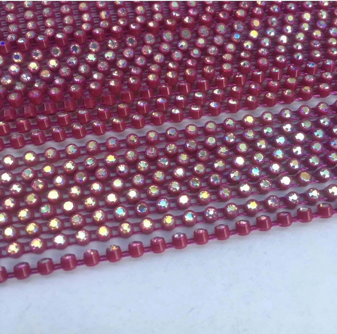 Rhinestone Banding; SS6 AB Rose Red (per yard)