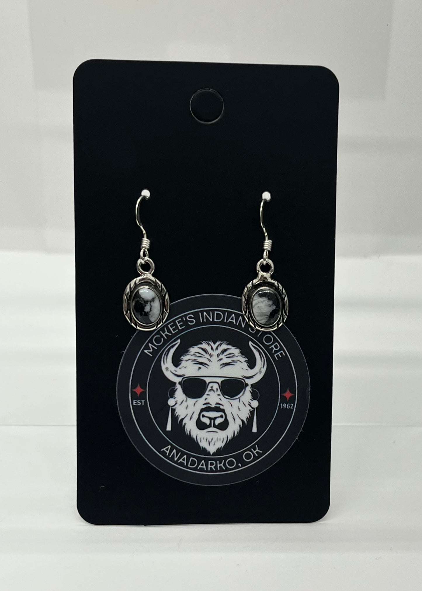 Small White Buffalo Turquoise and Sterling Silver Earrings