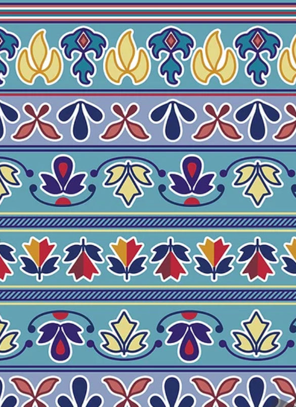 Lenape Floral “Shakùkwiàn” Cotton Fabric Blue