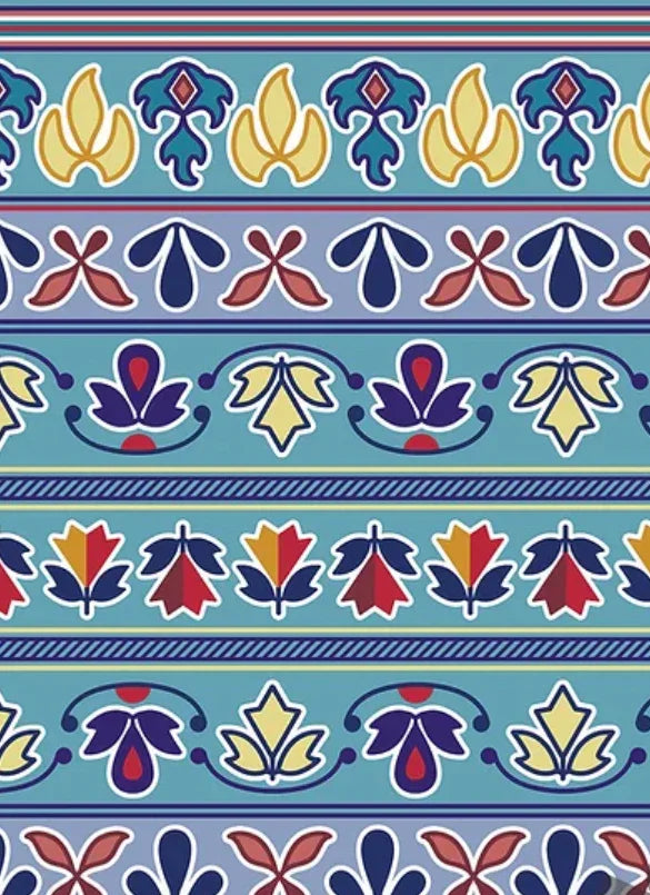 Native American inspired pattern with colorful floral and geometric designs for crafts and traditional clothing